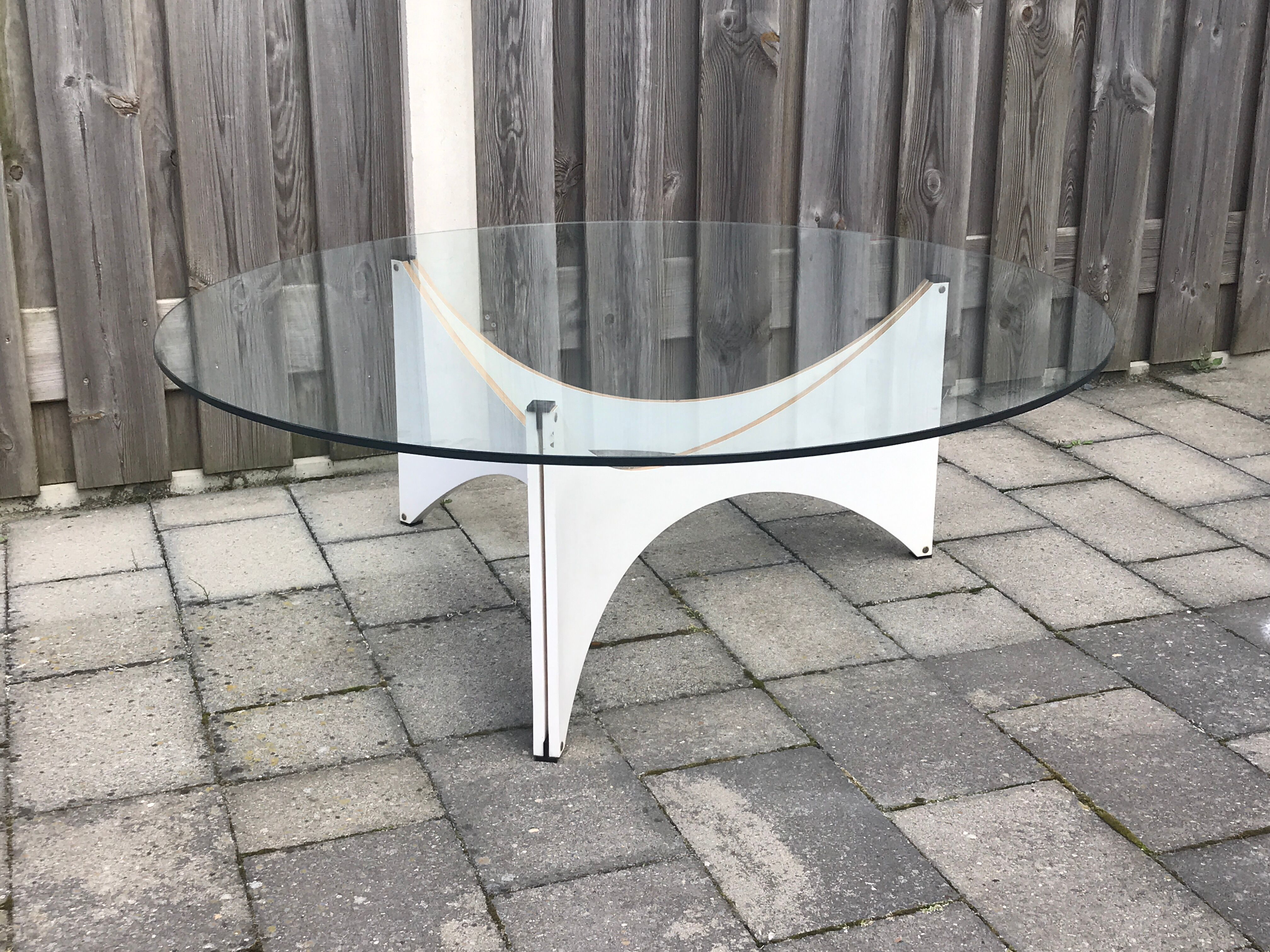 TZ75 round glass coffee table by Werner Blaser for 't Spectrum 1960s