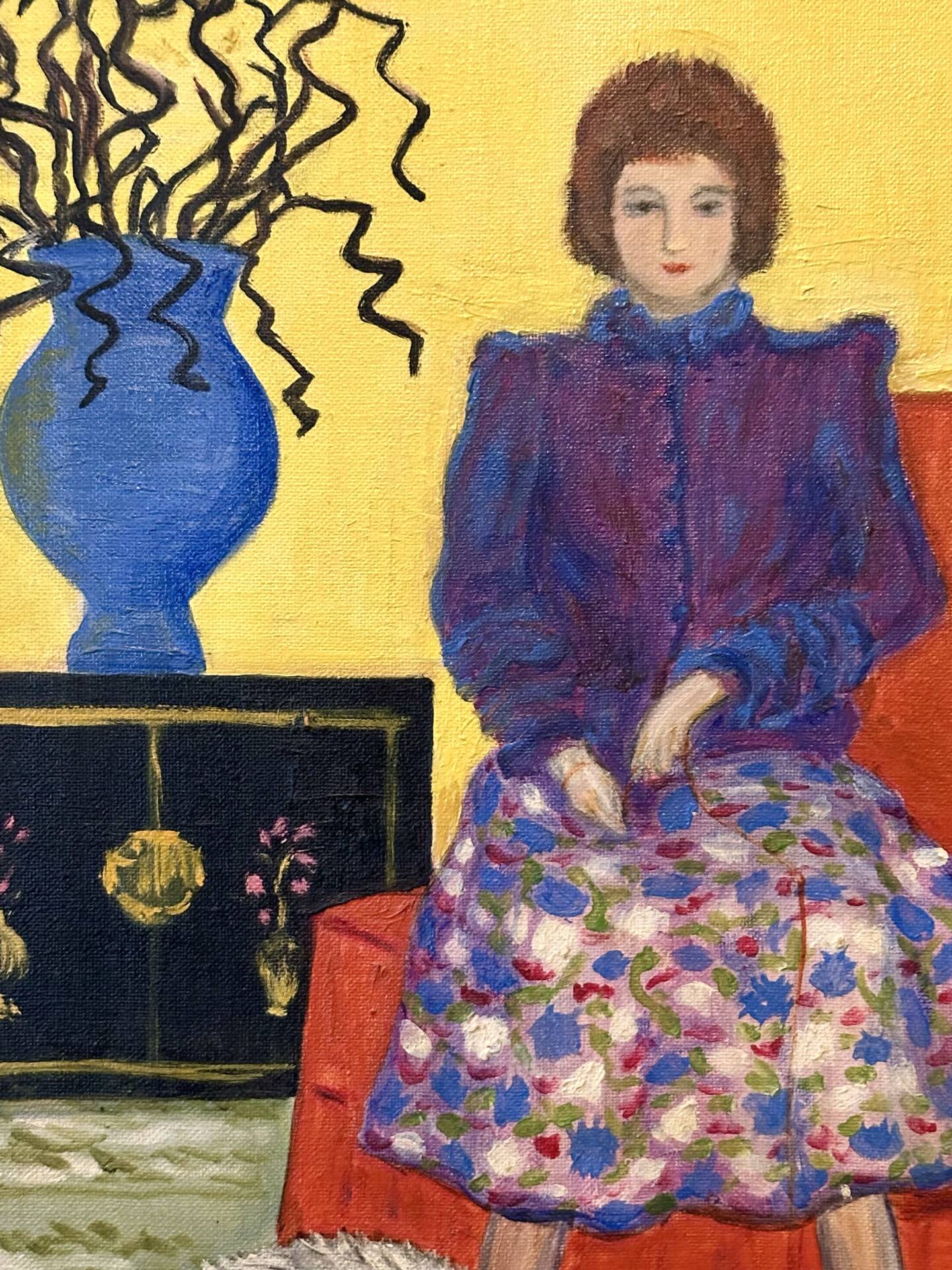 Tableau peinture naïf signé FES