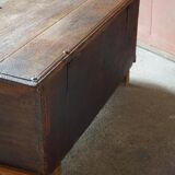 18th-century Scandinavian popular art oak chest with carved panels, dated 1764.