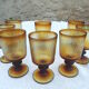 8 amber stemmed glasses