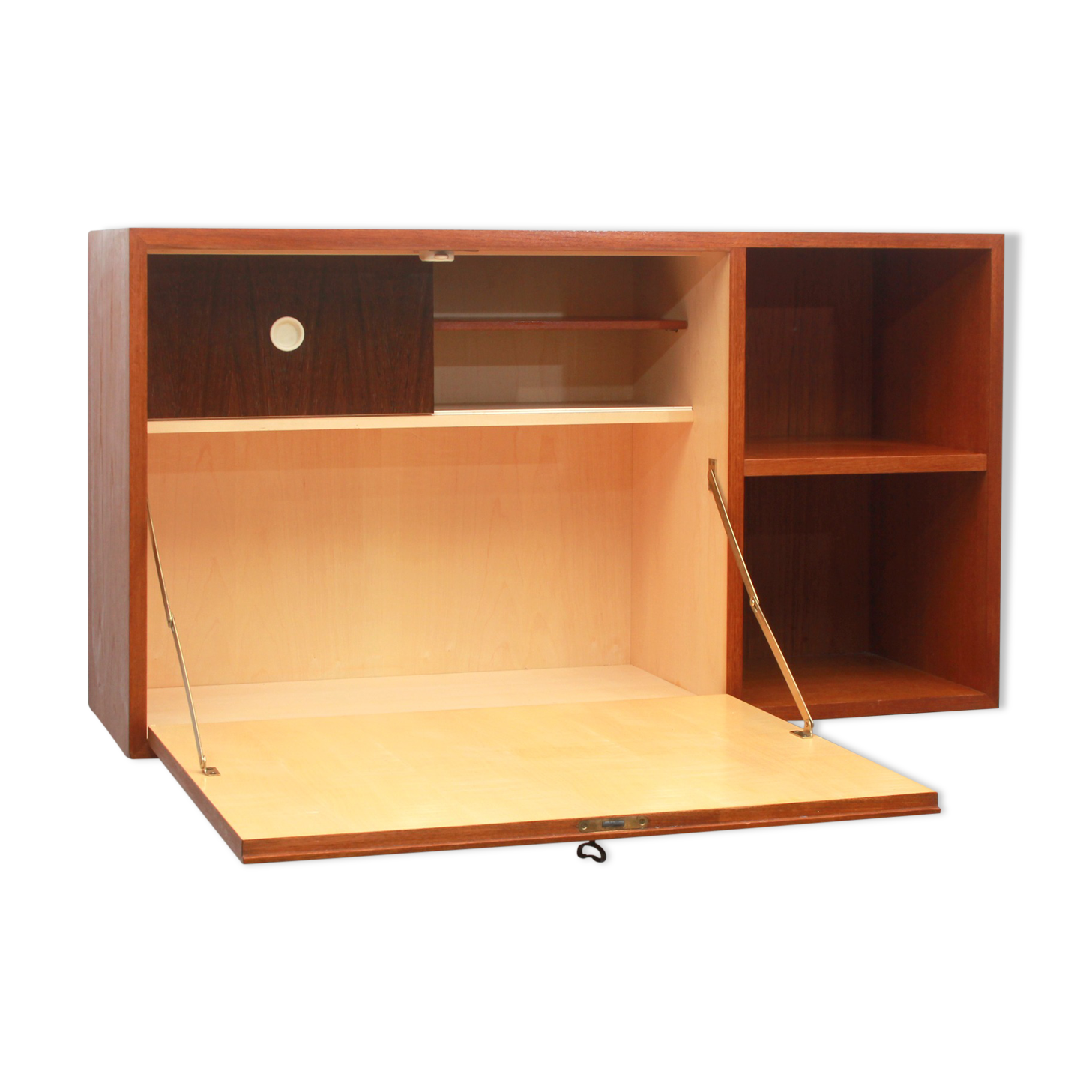 1960s floating wall secretary in teak