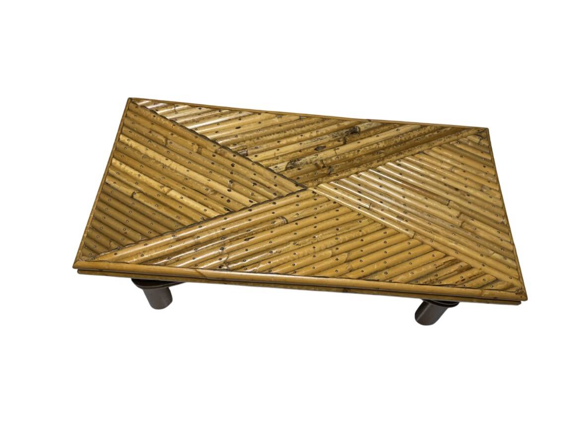 Vintage bamboo and rattan step stool