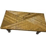 Vintage bamboo and rattan step stool