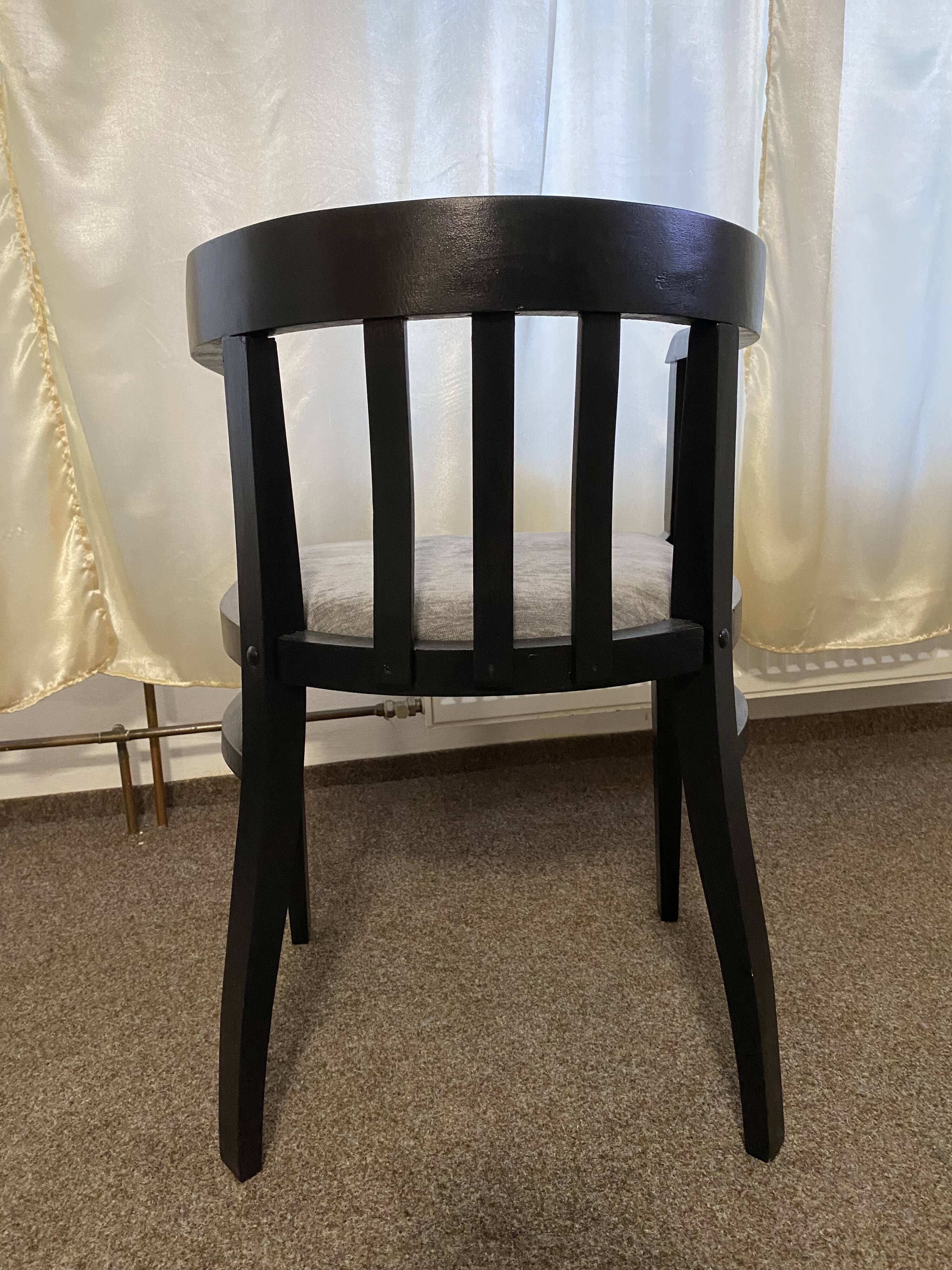 Vintage black matte wooden chair – Bauhaus style, 60s–70s