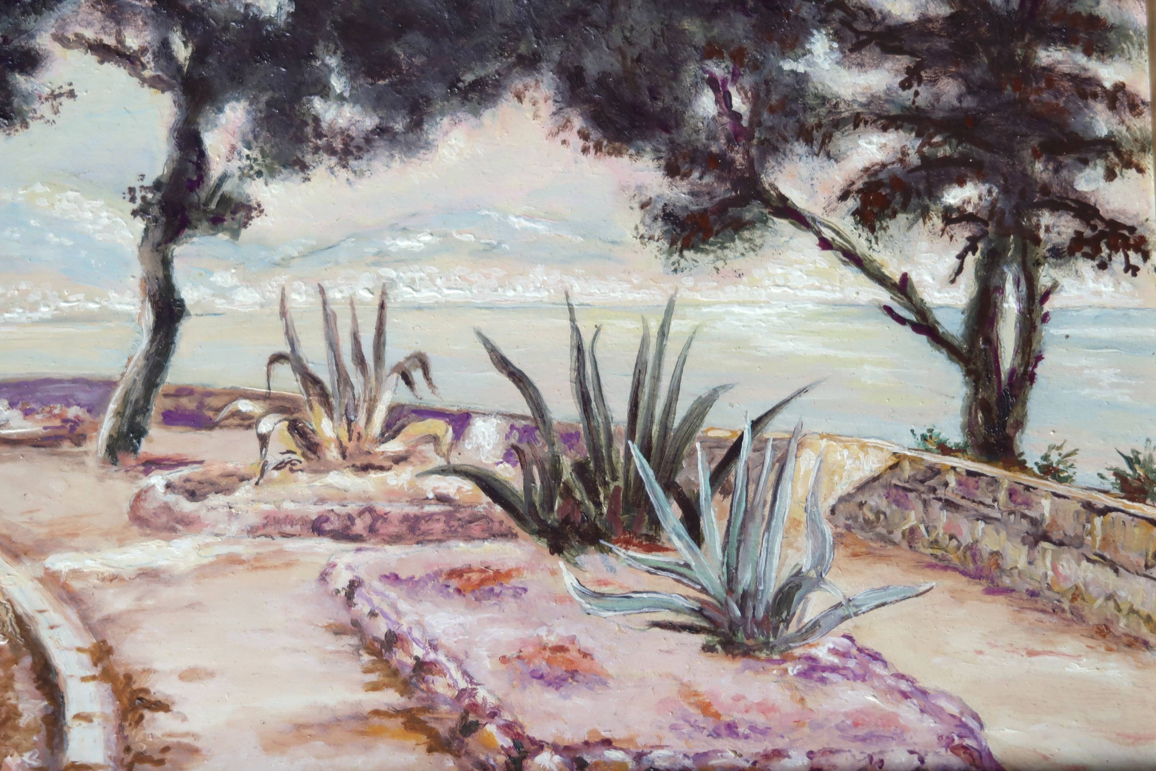 Painting, seascape painting signed LA, 70s