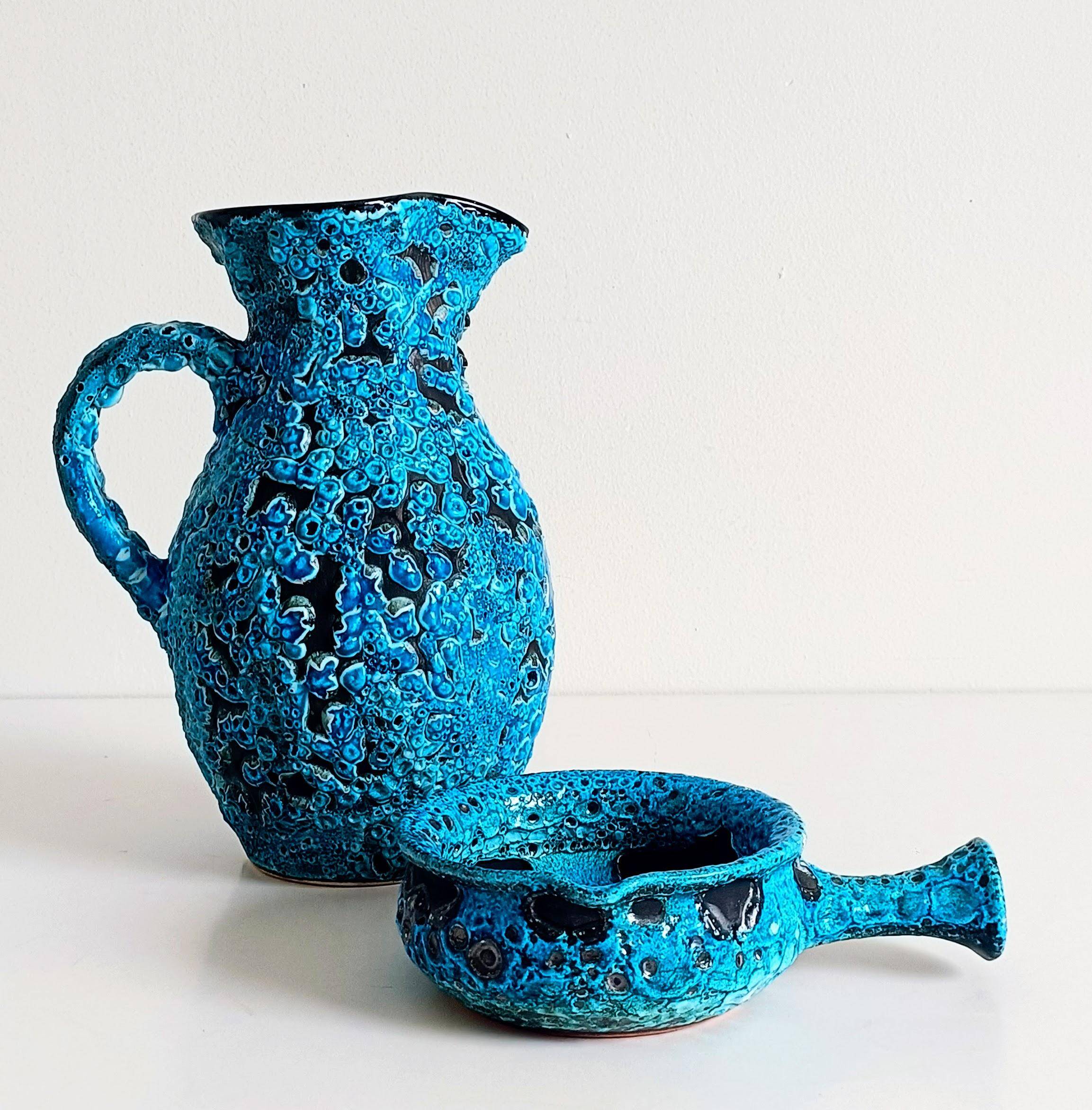 Mid-Century Blue Ceramics by Charles Cart ¨Emaux des Glaciers¨, France, 1960s