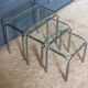 Three nesting tables 1970 Chromed metal and glass top