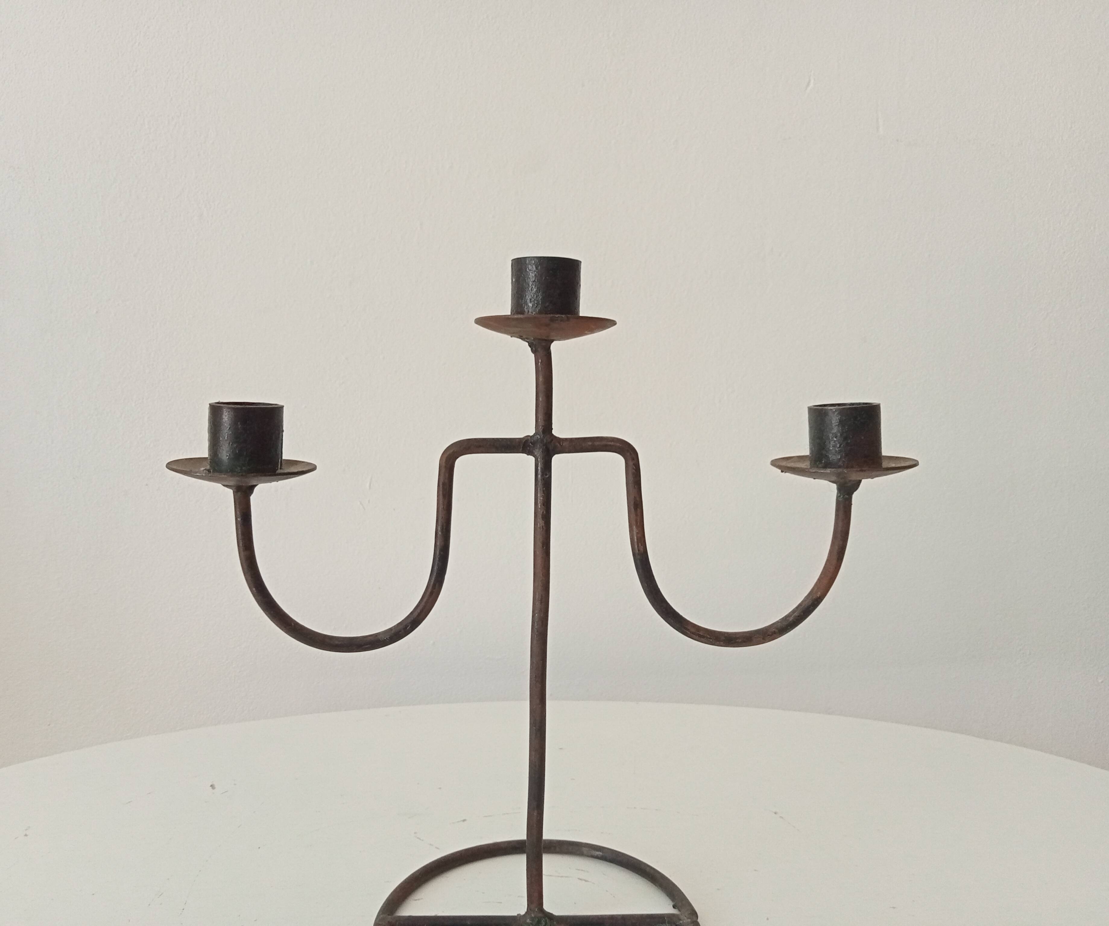 Vintage brutalist wrought iron chandelier