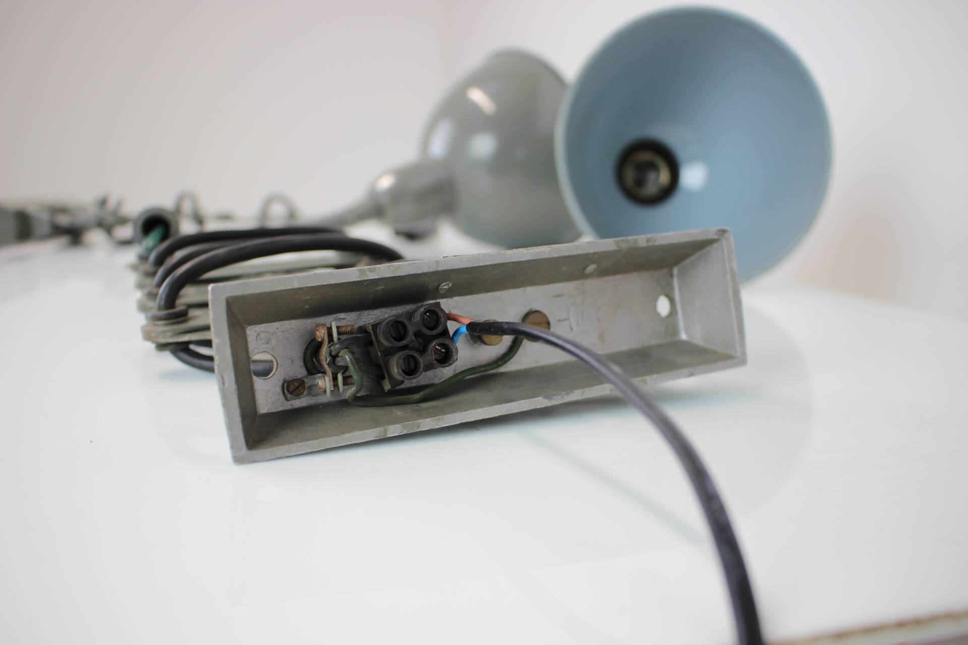 Set of Two Adjustable Industrial Wall Lamps, 1950's, Czechoslovakia