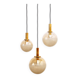 Vintage Set of three Glashutte Limburg hanging lamps, 1960s Germany.