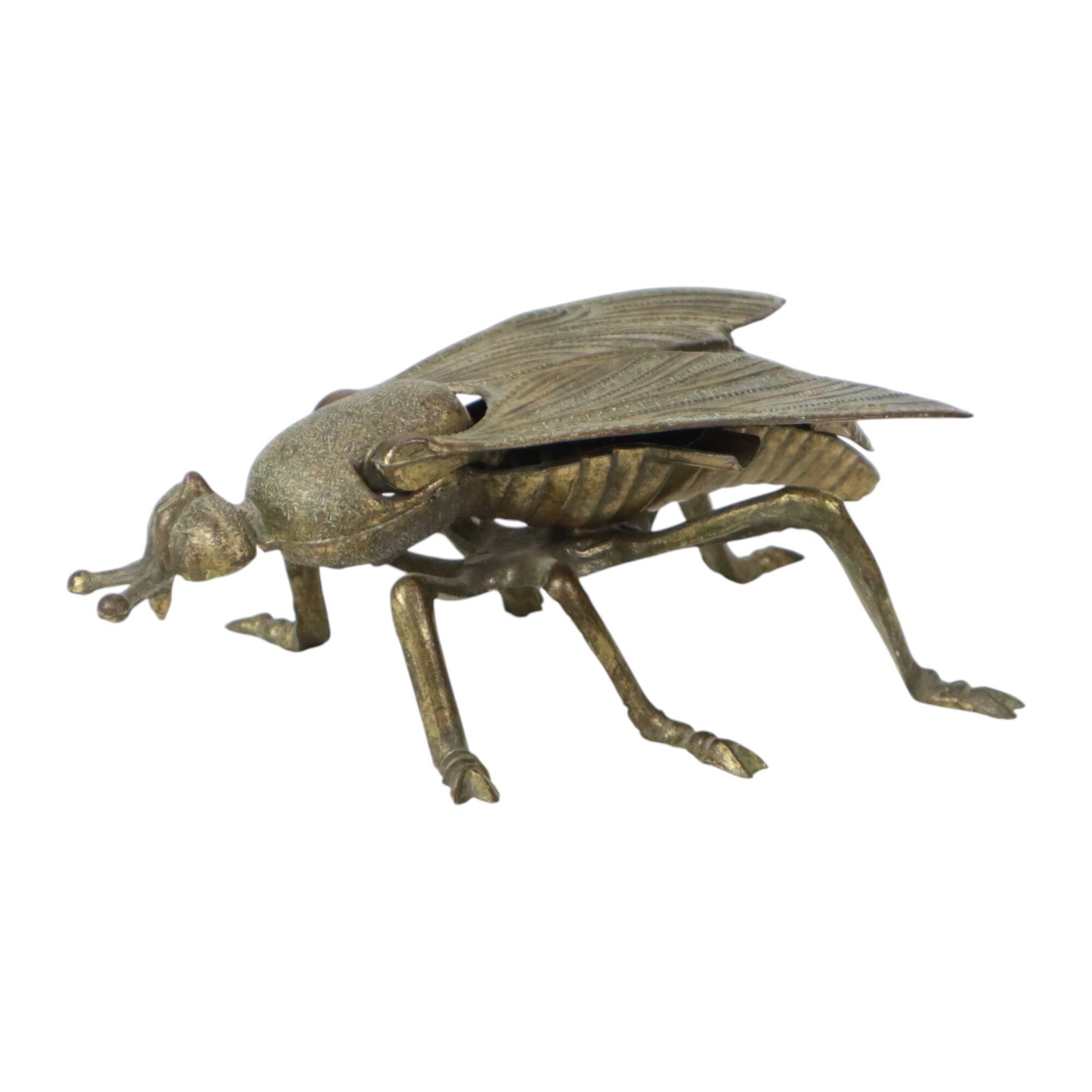 Vintage Copper Plated Fly Ashtray Figurine Italy 1960s
