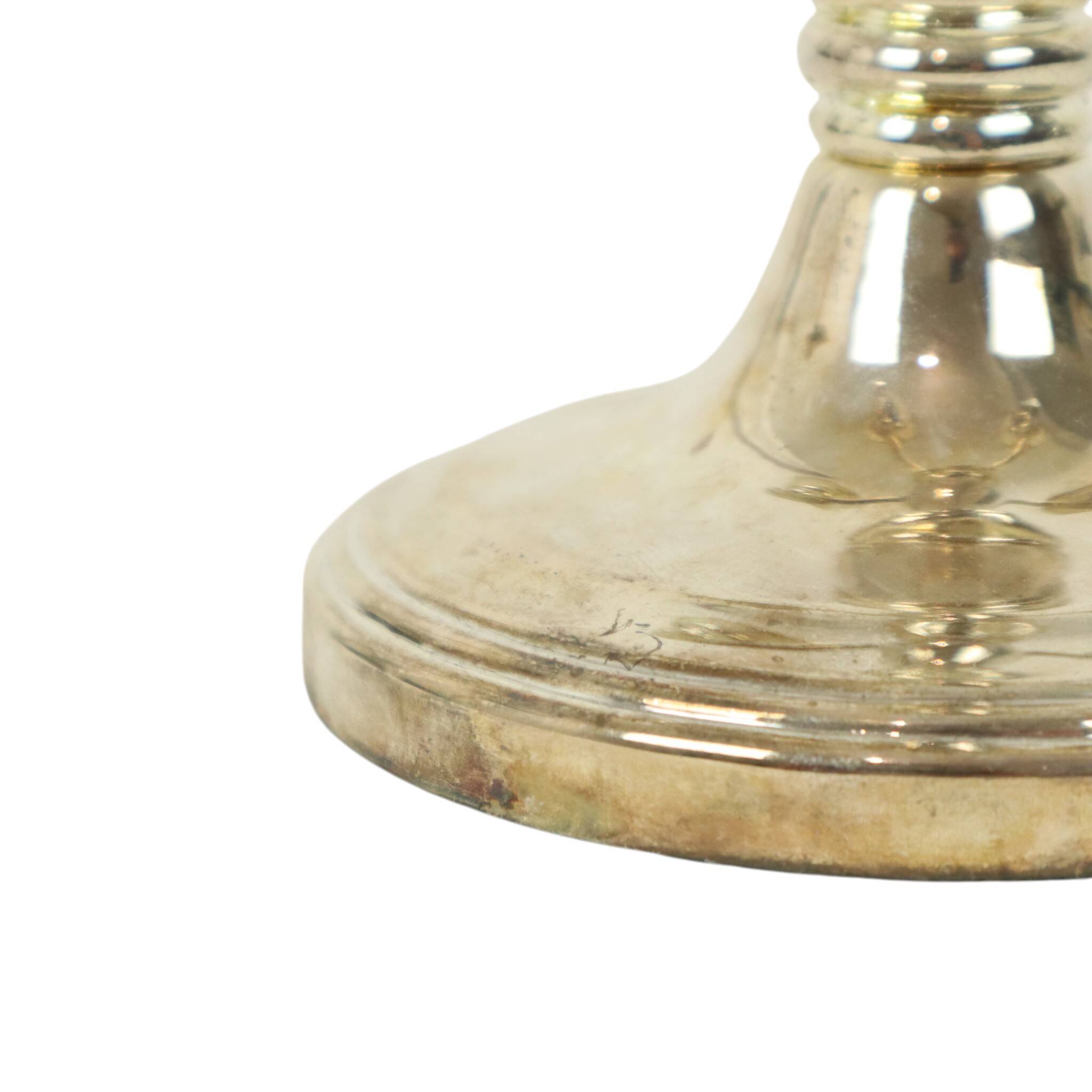 Vintage Candlestick Silver-Plated Metal Adjustable 20cm