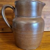 Large vintage brown stoneware pitcher 2L