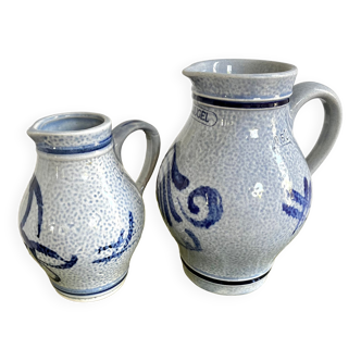 Vintage bluestoneware pitchers