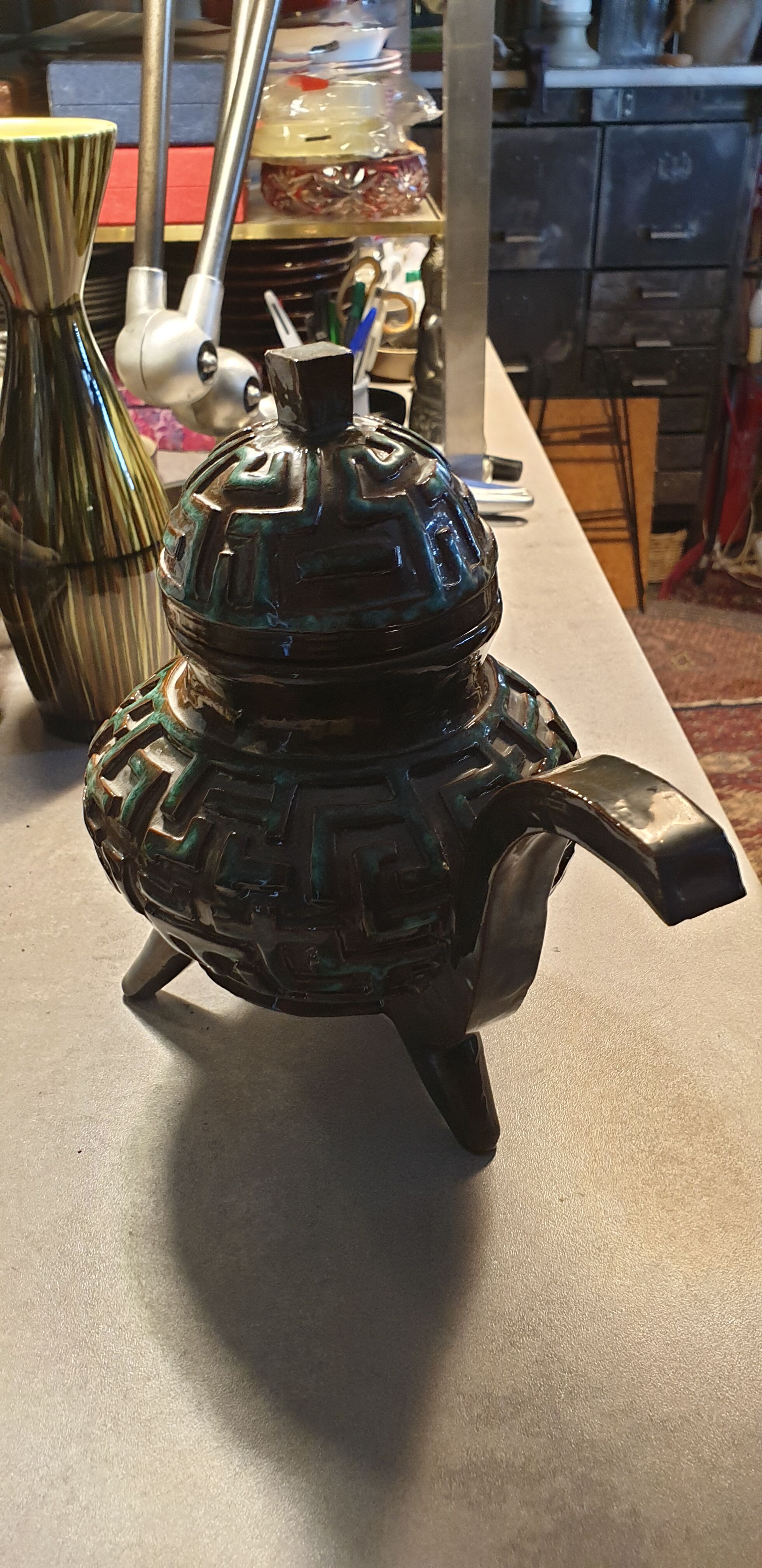 Terracotta teapot signed