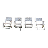 Série de 4 fauteuils de jardin pliants en bois latté – Design 1940
