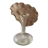 Grand vase vintage en verre transparent forme fleur