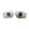 Pair of flower candle holders in mother-of-pearl Capiz and brass 60/70s