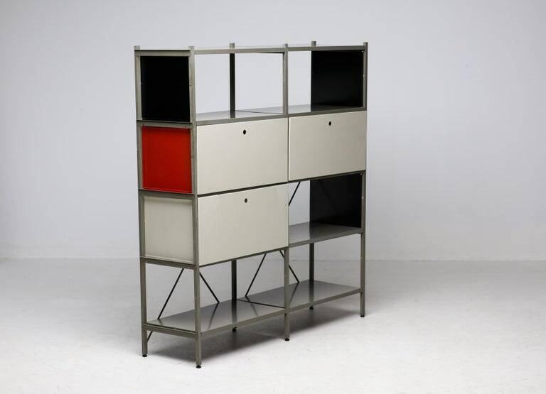 Wim Rietveld Model 663-2 Modular Metal Storage Cabinet for Gispen, 1954