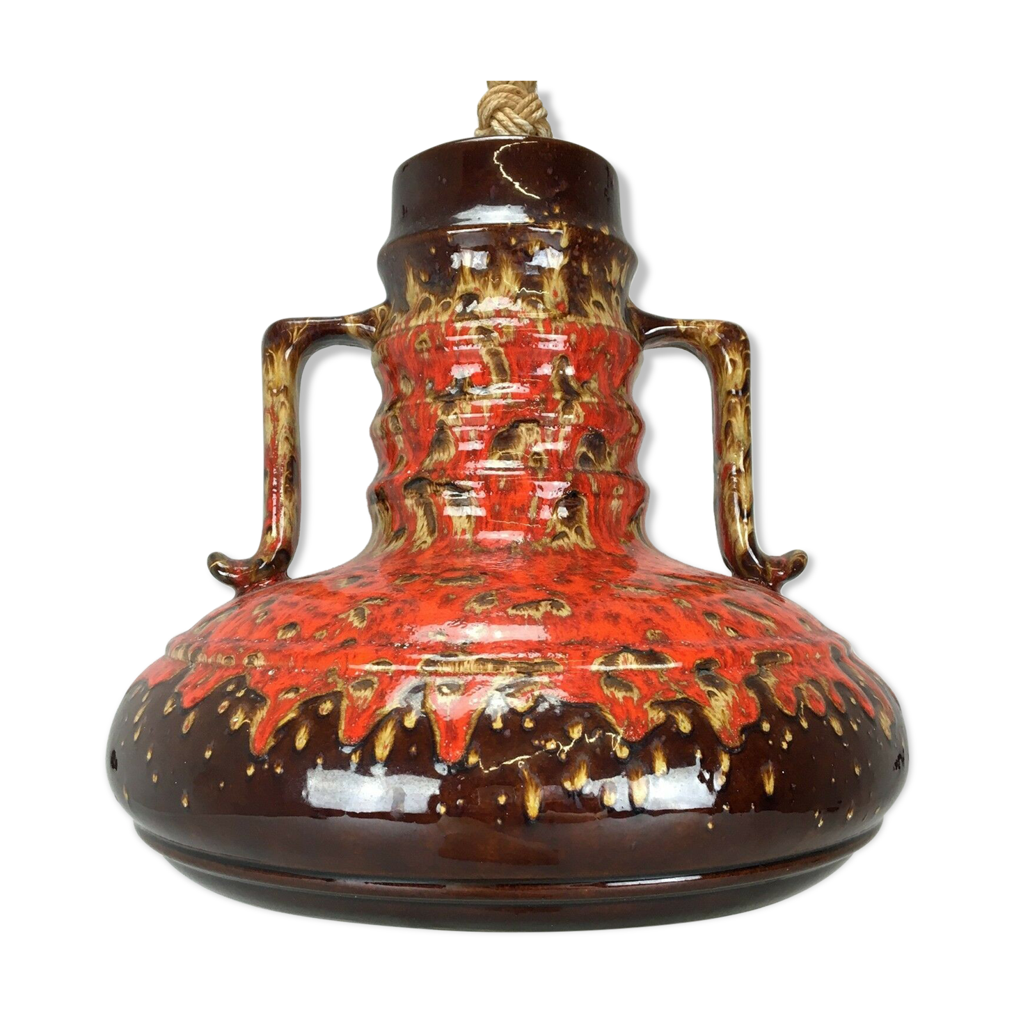 60er 70er Jahre Keramik Ceramic Lamp Lampe Leuchte Hängelampe Space Age Design