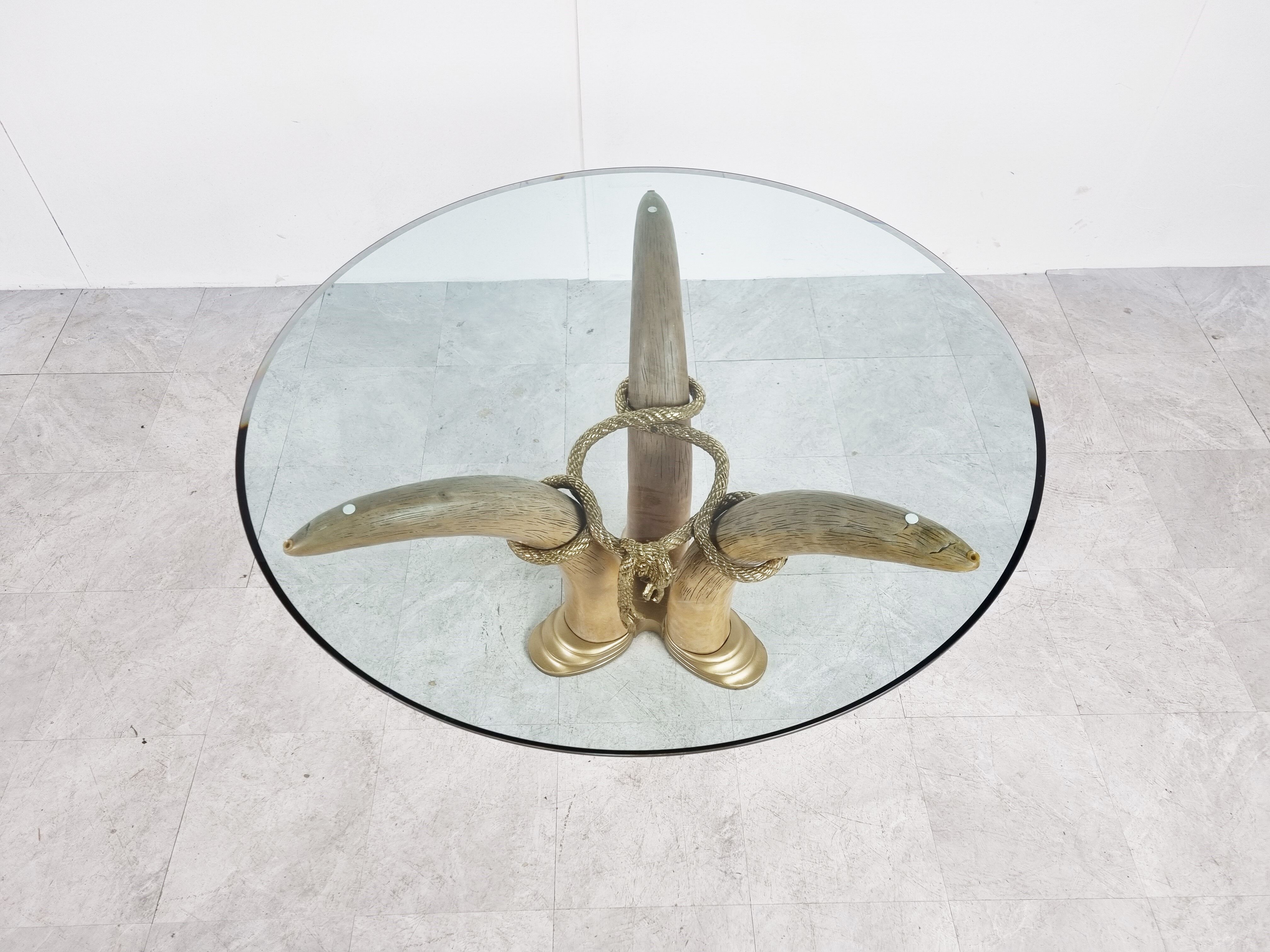 Vintage faux tusk center table or side table, 1970s