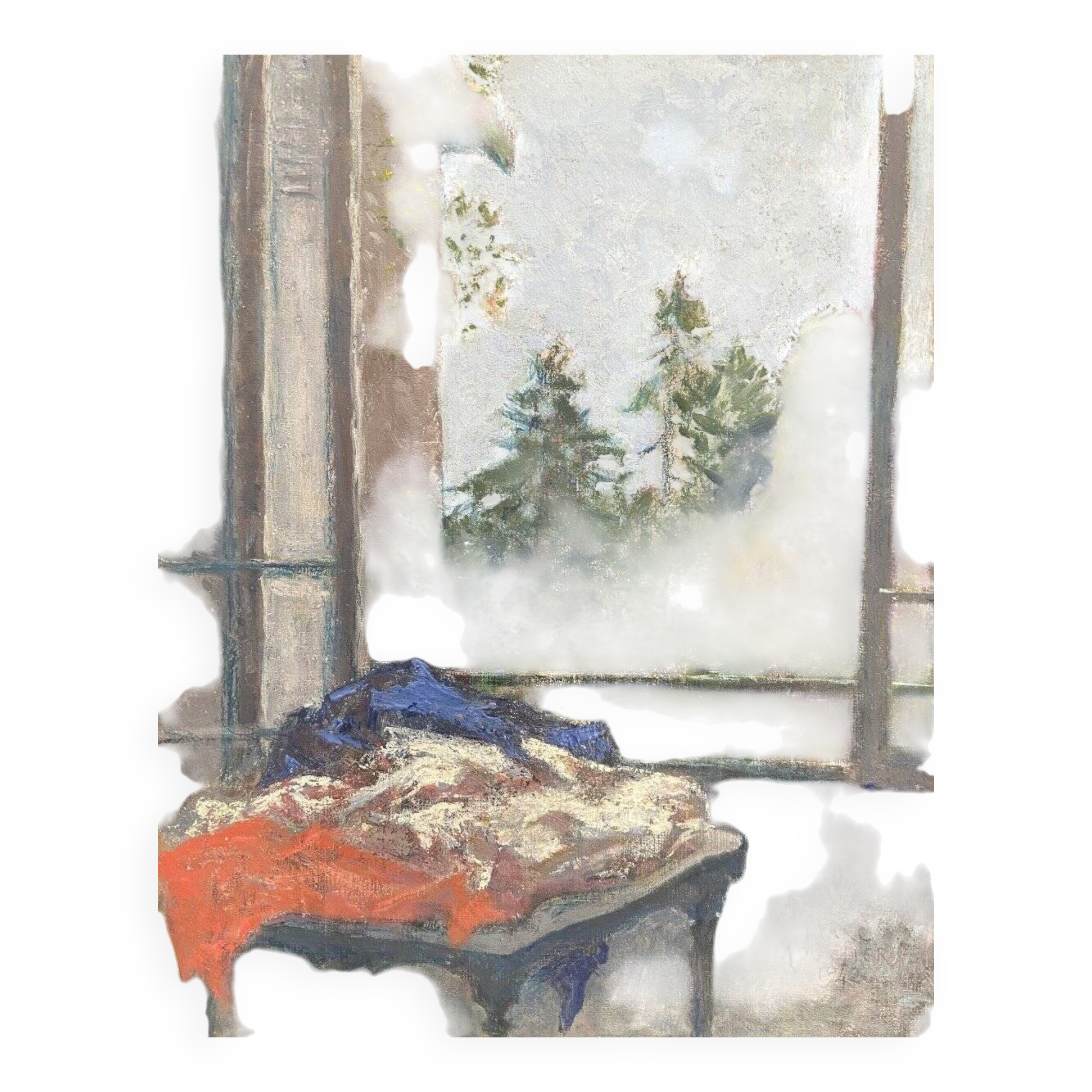 Marc Mouclier (1866-1947) The Flag at the Window, 1942 Oil on Panel Signed and Dated