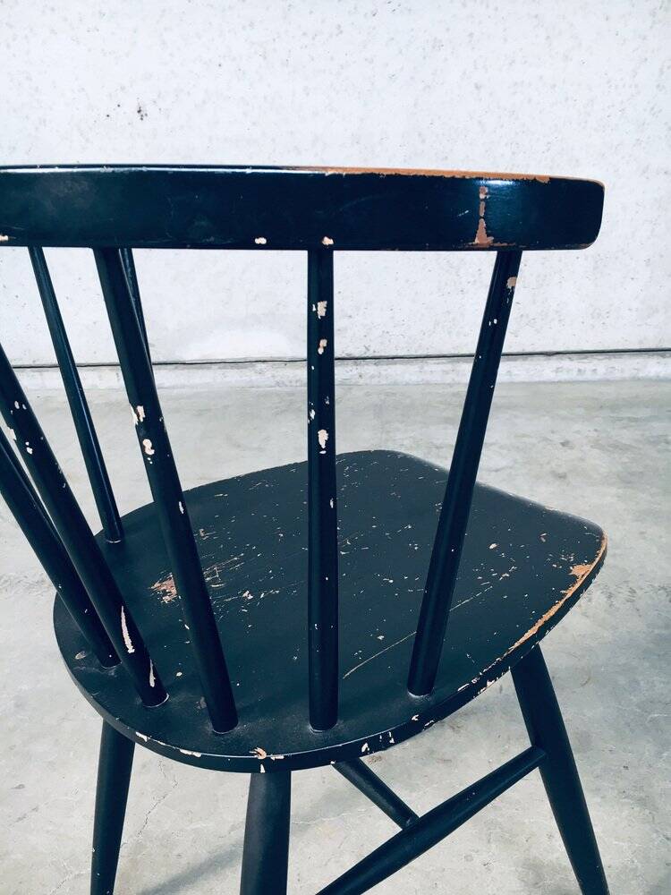 Mid-Century Scandinavian Design Curved Spindle Back Side Chair, Denmark, 1960s