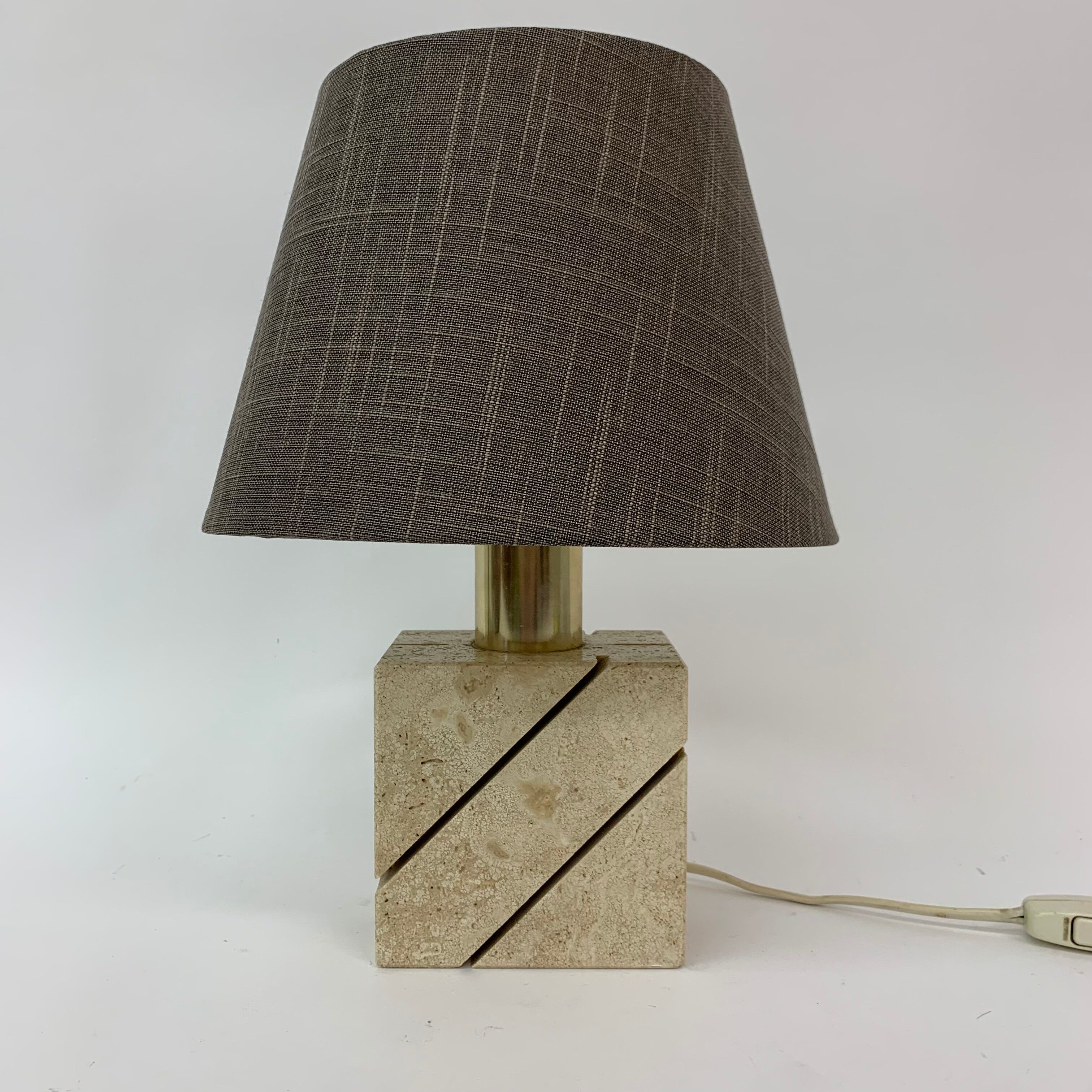 Travertine table lamp with golden details, 1970’s