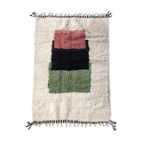 Tapis berbère marocain Beni Ouarain écru à motifs colorés 236x139cm