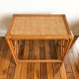 Honey-coloured rattan side table