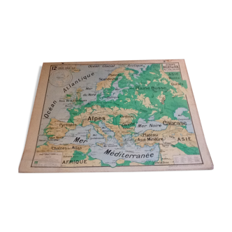 Carte scolaire  N°12 Europe Relief du Sol Vidal-Lablache