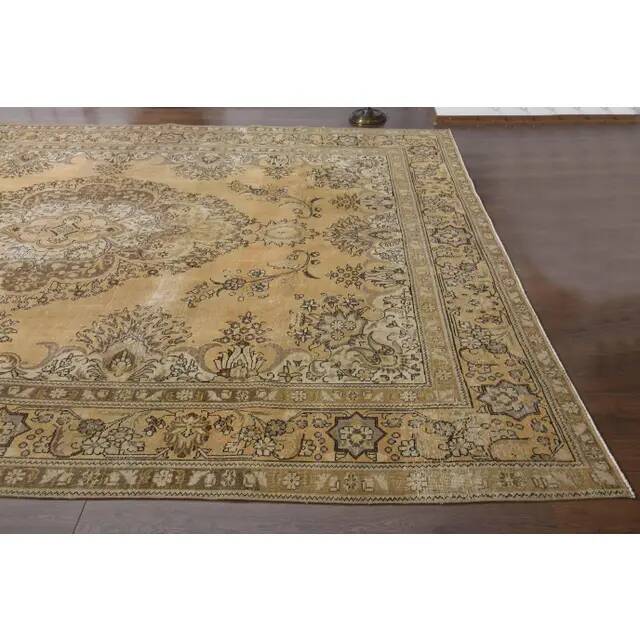 1960s Persian Handmade Wool Cotton Orange Oversized Area Rug 289x387