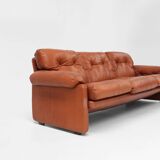 Brown leather 3-seater sofa Coronado by Tobia Scarpa for B&B Italia, Italy ca. 1960
