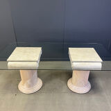 Vintage tessellated stone pedestal dining table by Maitland Smith, 1970s