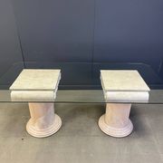 Vintage tessellated stone pedestal dining table by Maitland Smith, 1970s