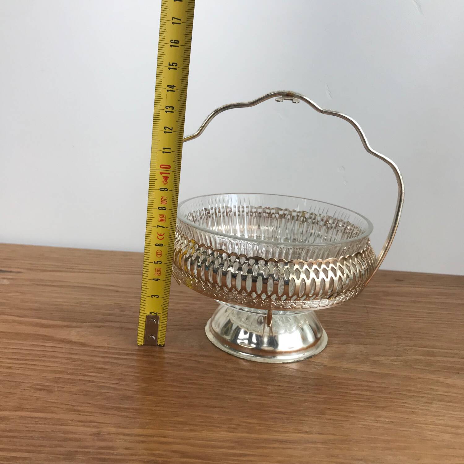 Vintage English Metal and Glass Sugar Bowl / Jam Bowl