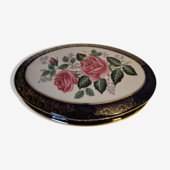 Limoges Porcelain candy box hand-enhanced with floral decoration