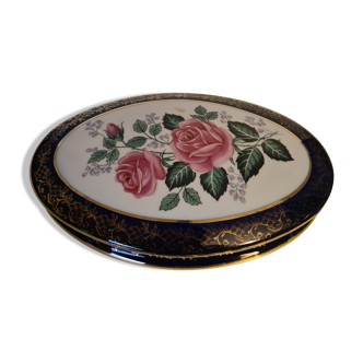 Limoges Porcelain candy box hand-enhanced with floral decoration