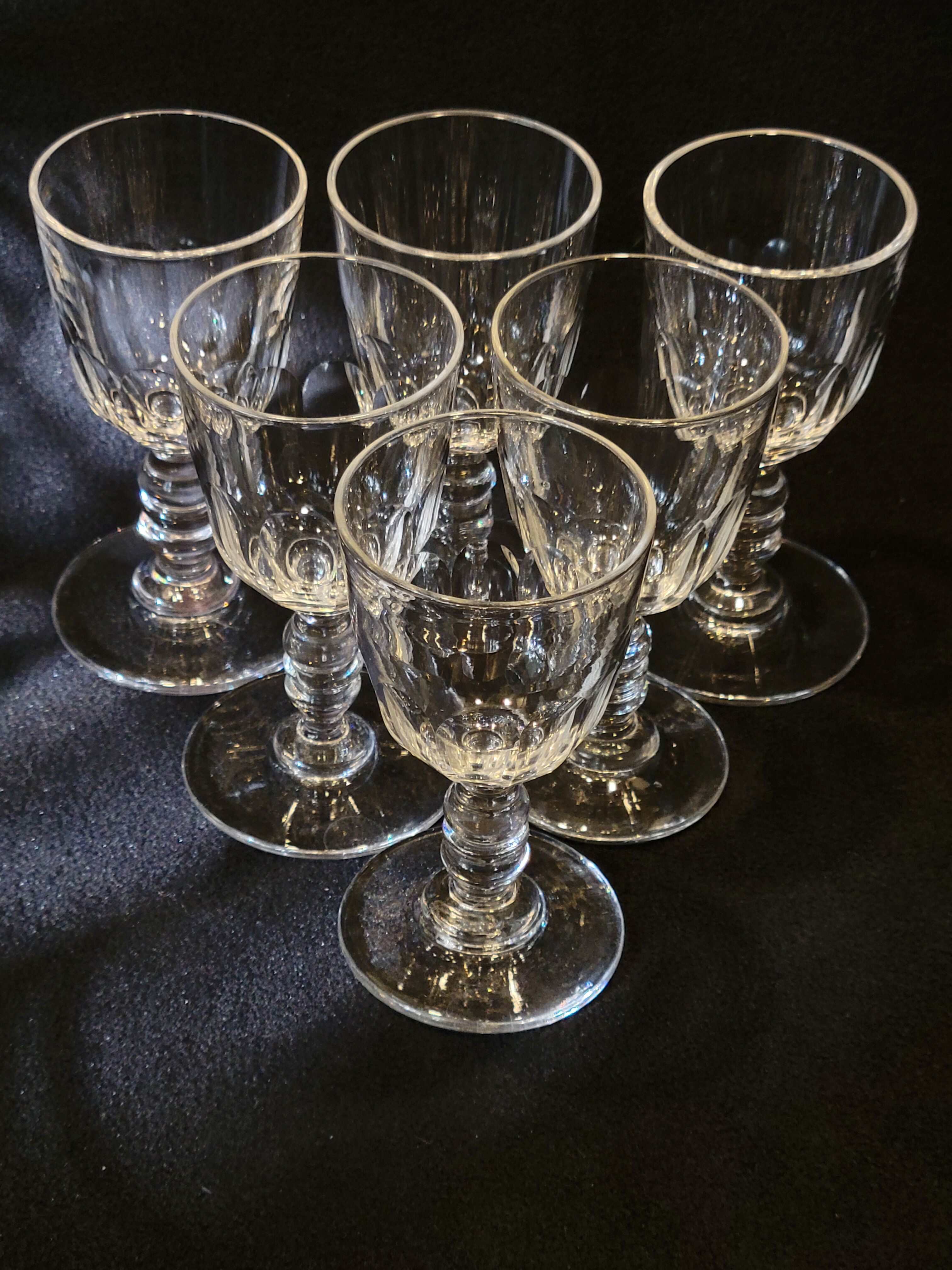 Baccarat model Clermont Côtes Plats Lot 6 Old Glasses A Vin Port Cristal