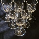 Lot 6 anciens verres a vin porto cristal, Baccarat Modèle Clermont Côtes Plates
