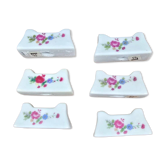 Set of 6 vintage knife rests, white porcelain with flowers