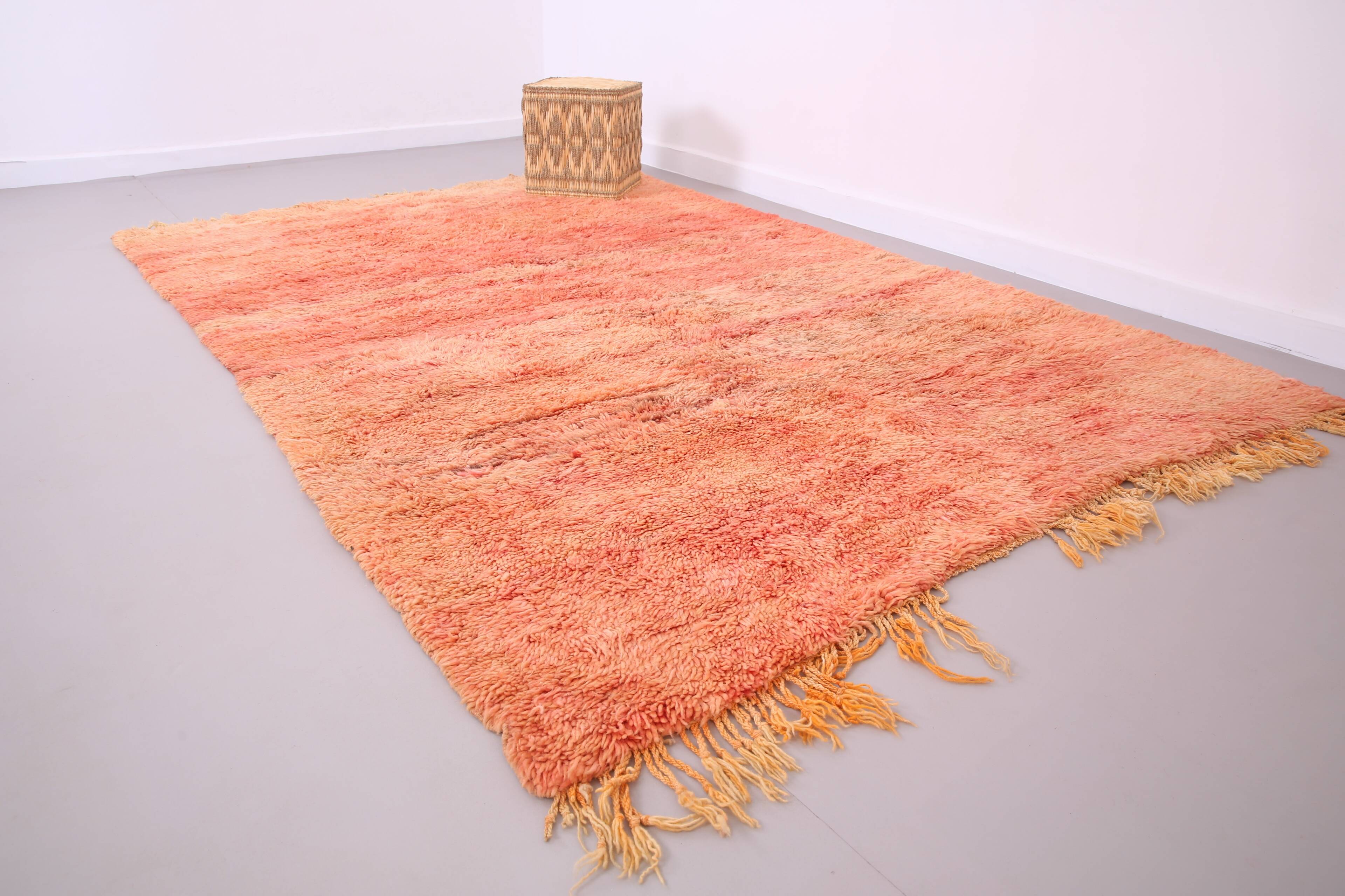 Tapis marocain vintage fait main 196 x 280 cm - Tapis marocain couleur pêche - Berbère
