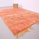Tapis marocain vintage fait main 196 x 280 cm - Tapis marocain couleur pêche - Berbère
