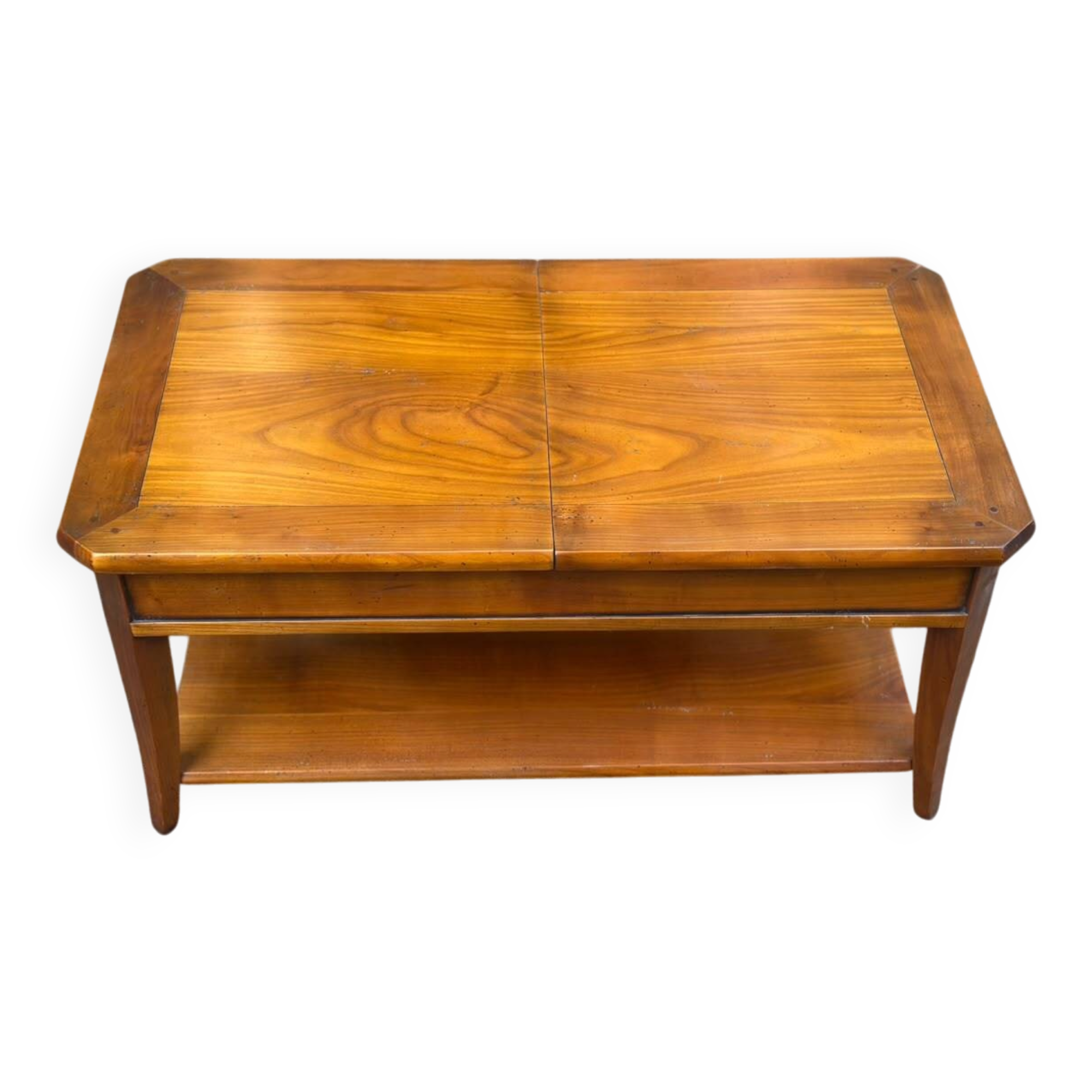 Solid wood bar coffee table DASRAS France sliding top storage 1