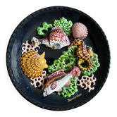 Assiette vintage décorative en barbotine