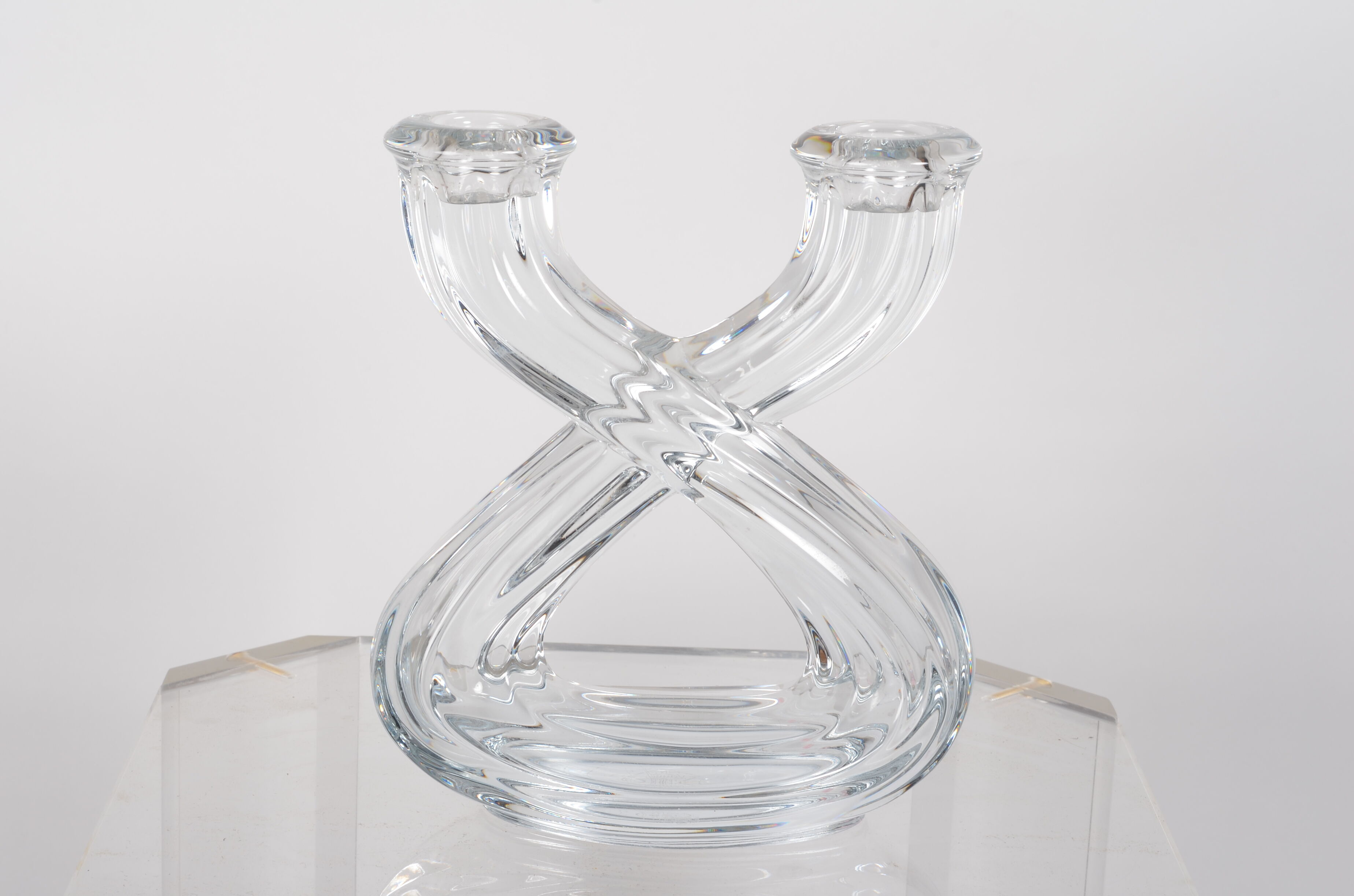 Double candle holder in Vannes crystal