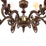 Six-arm brass chandelier from the early 20th century, Poland.