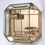 Brass wall lamp beveled glasses