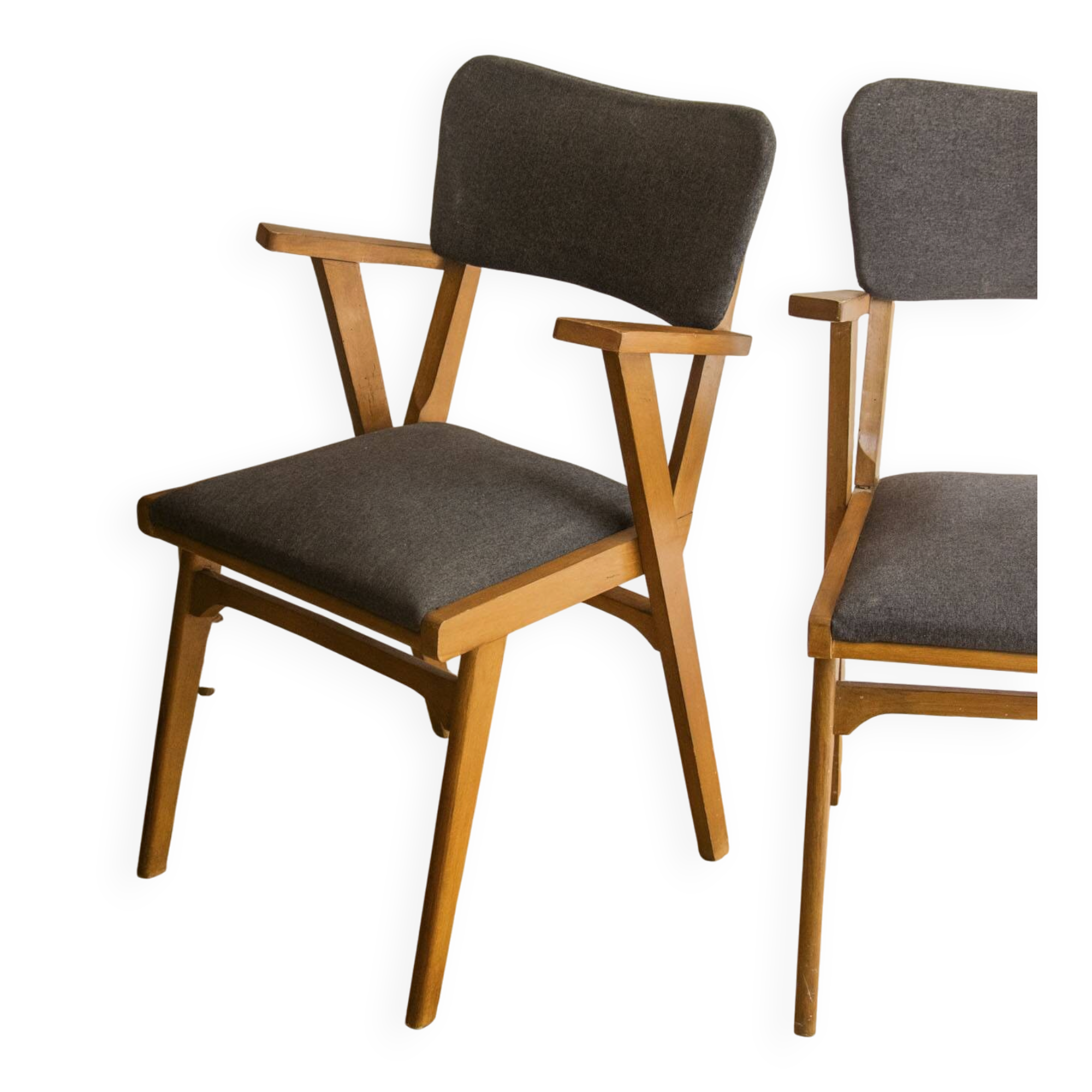 Pair of grey wooden Scandinavian chairs