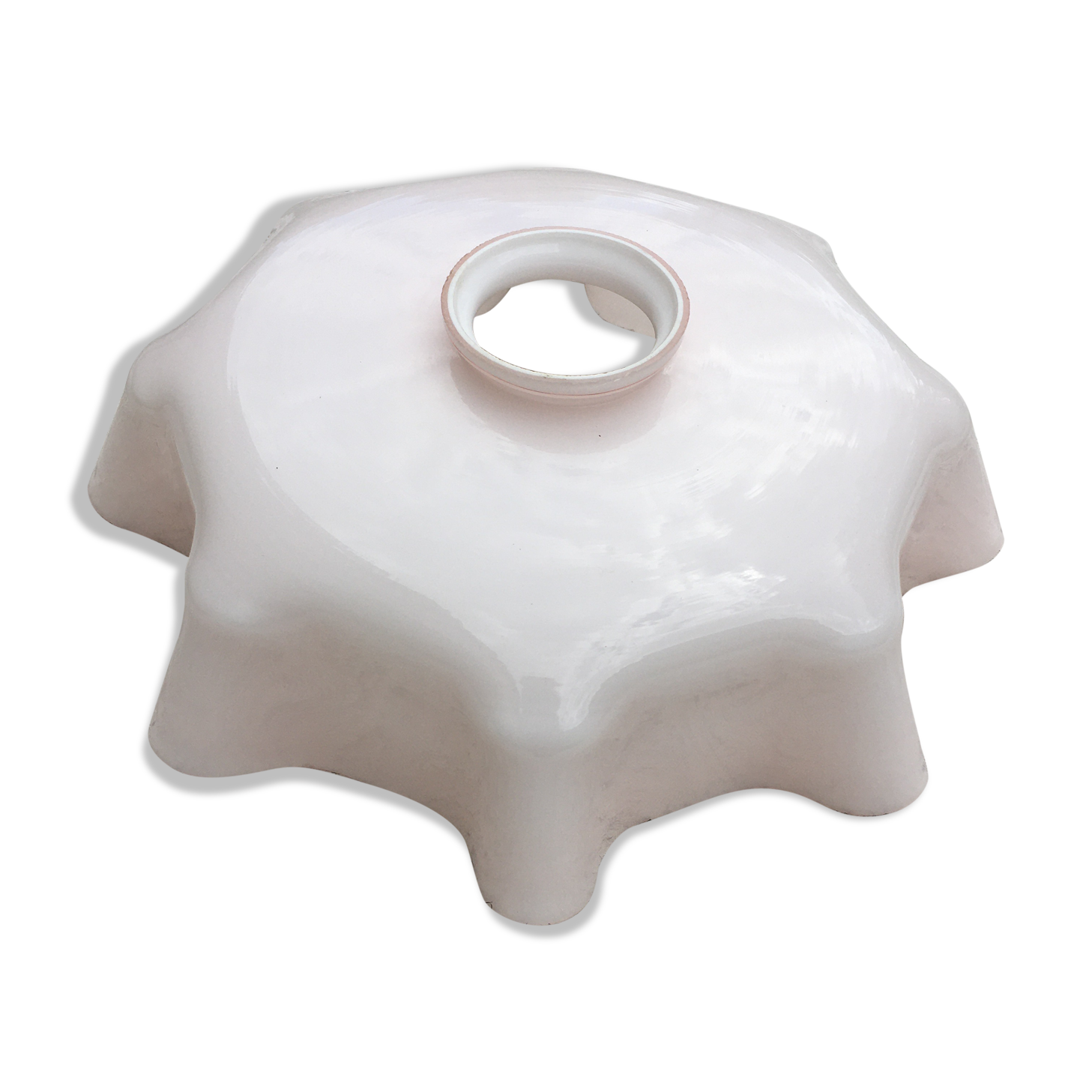 Suspension ancienne opaline rose